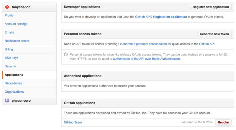 从设置页的 “Applications” 标签生成访问令牌。